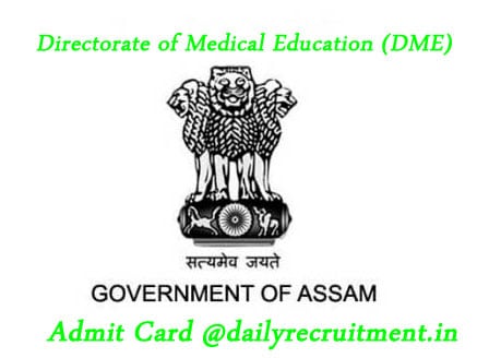 DME Assam Staff Nurse Admit Card 2021