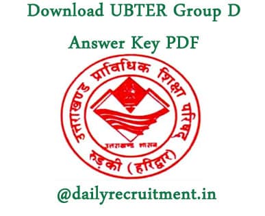 UBTER Group D Answer Key PDF 2019