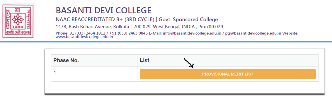 Basanti Devi College Merit List 2020