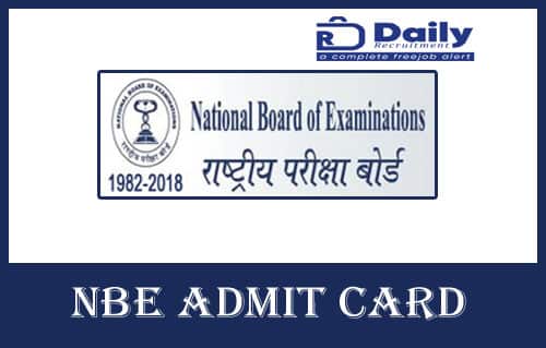NBE Junior Assistant Admit Card 2020