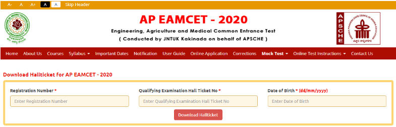 AP EAMCET Admit Card 2020