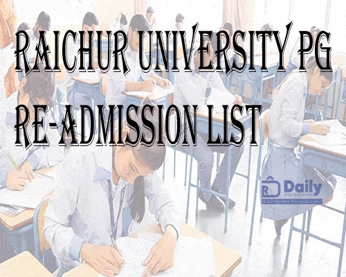 Raichur University PG Re-Admission List 2021
