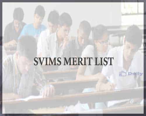SVIMS Merit List 2021