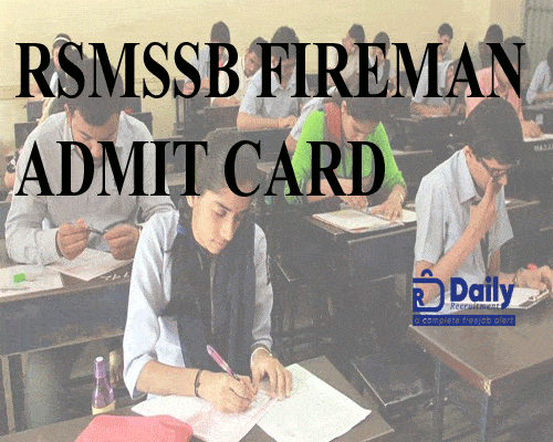 RSMSSB Fireman Admit Card 2022