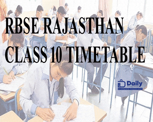 RBSE Rajasthan Class 10 Timetable